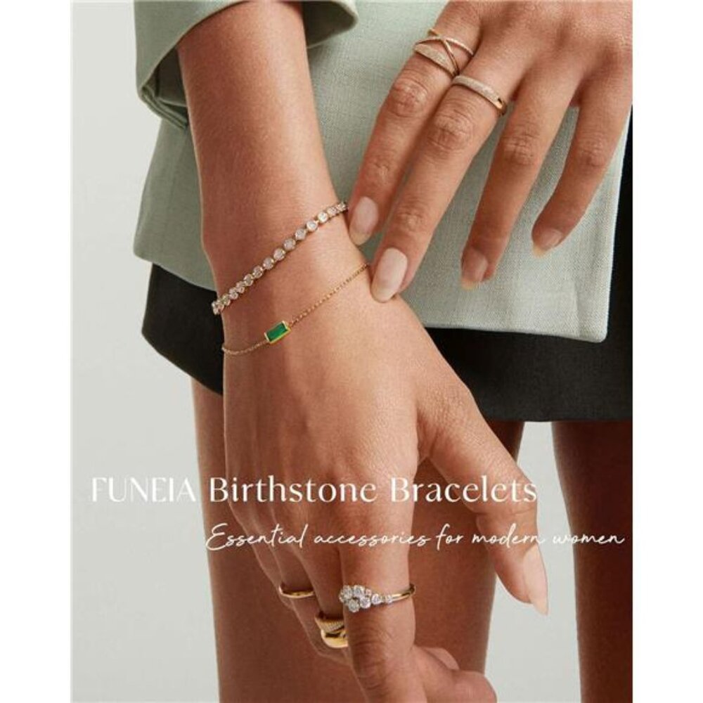 14k Gold Plated Bracelet Stack Stackable Blue Gre… - image 2